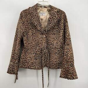 VTG Y2K Pamela McCoy Women’s Leather Cheetah Print Jacket Bell Sleeves Sz Medium